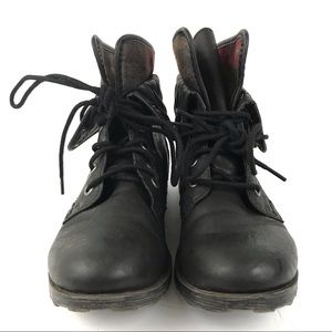 Rock&Candy Spraypaint Synthetic Black Combat Boots
